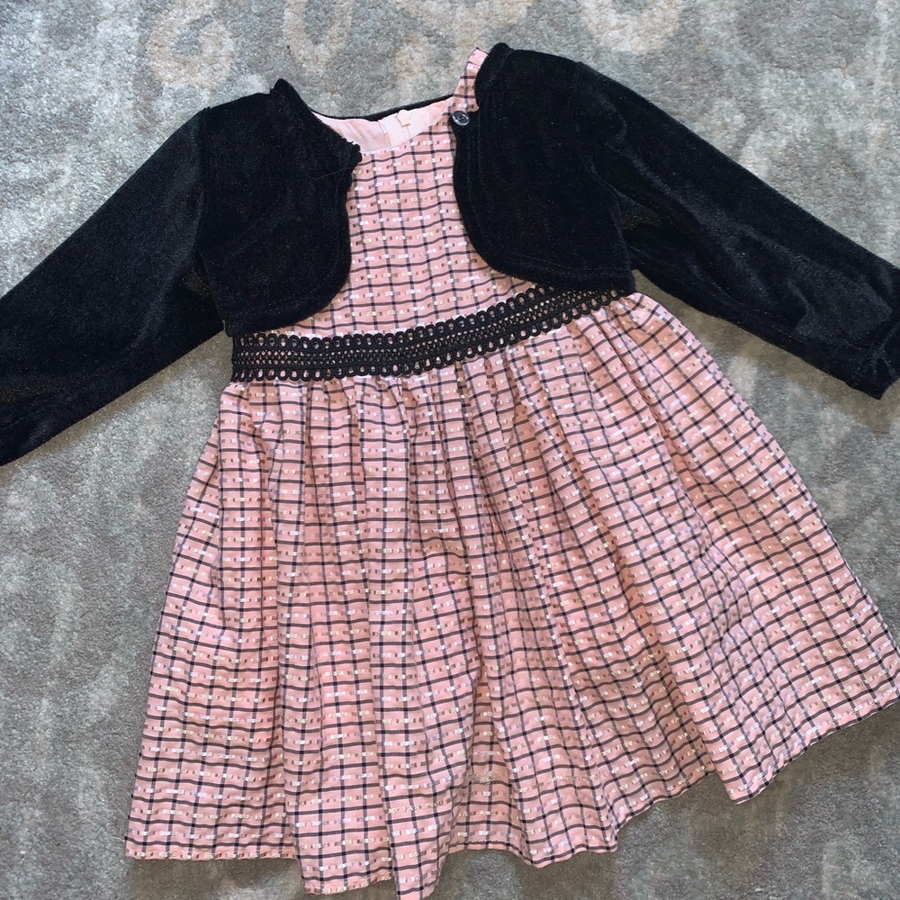 LIKE NEW baby girl Popatu formal dress with black sweater on top